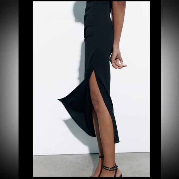 ZARA STRAIGHT NECK MIDI DRESS - Picture 5 of 9